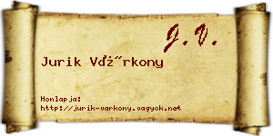 Jurik Várkony névjegykártya